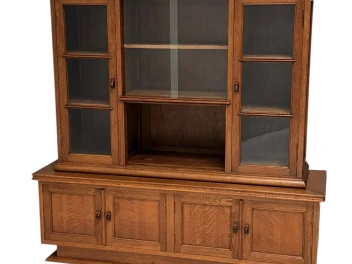Art Deco Bookcase or Display Cabinet with Glass Sliding Doors, 1930s